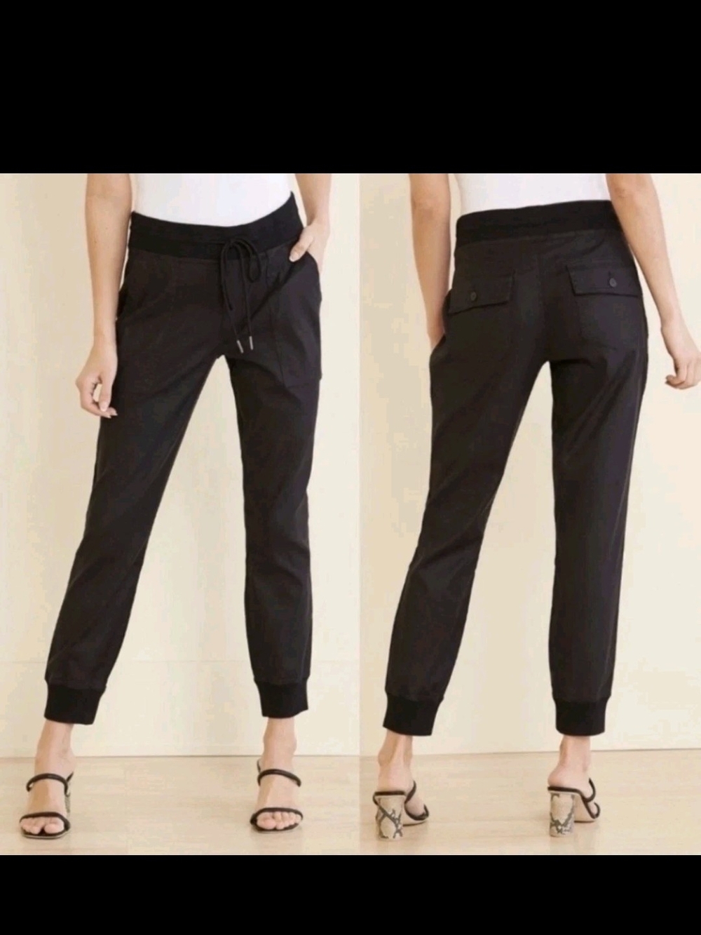 Level 99 "Gabrielle" Charcoal Black Cuffed Jogger Pants. Sz L